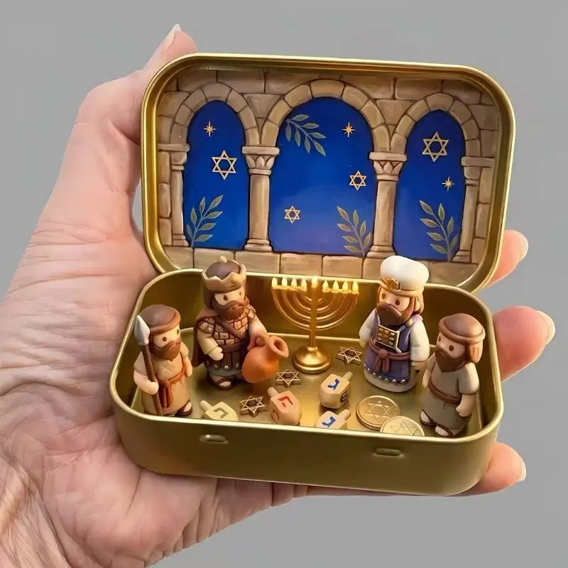 Religious Pocket-Size Mini Nativity Scene Set with Storage Box⛪