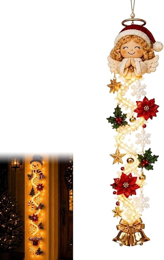 Glowing Christmas Door Hanger, Lighted Vertical Holiday Decor ๐