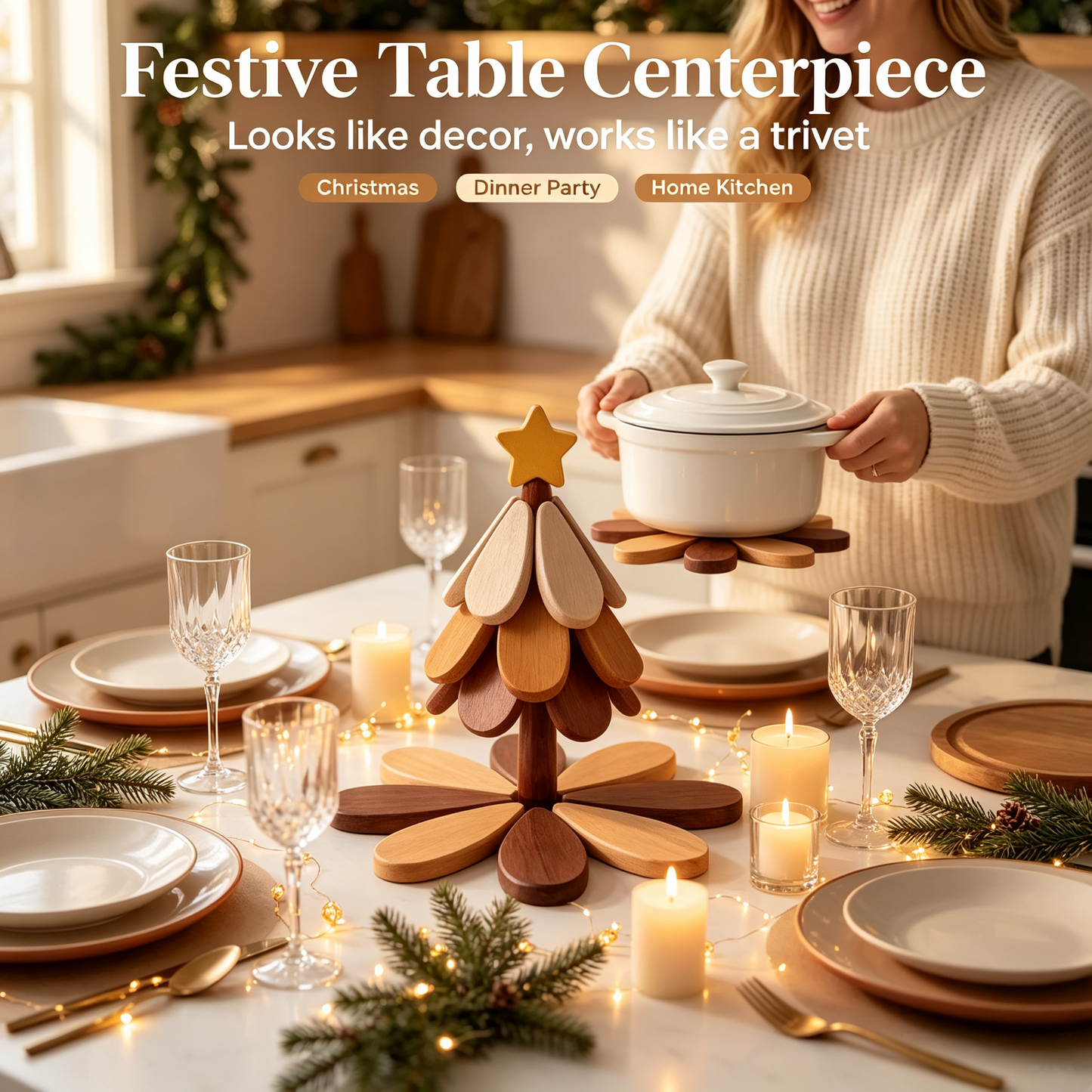 Wooden One Tree Solid Wood Coaster, Desktop Insulation Cup Mat, Festival Christmas Decor & Gift🌳