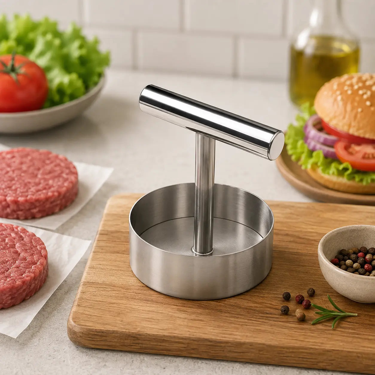 Stainless Steel Burger Press - Nonstick Burger Patty Maker Mold 🍔