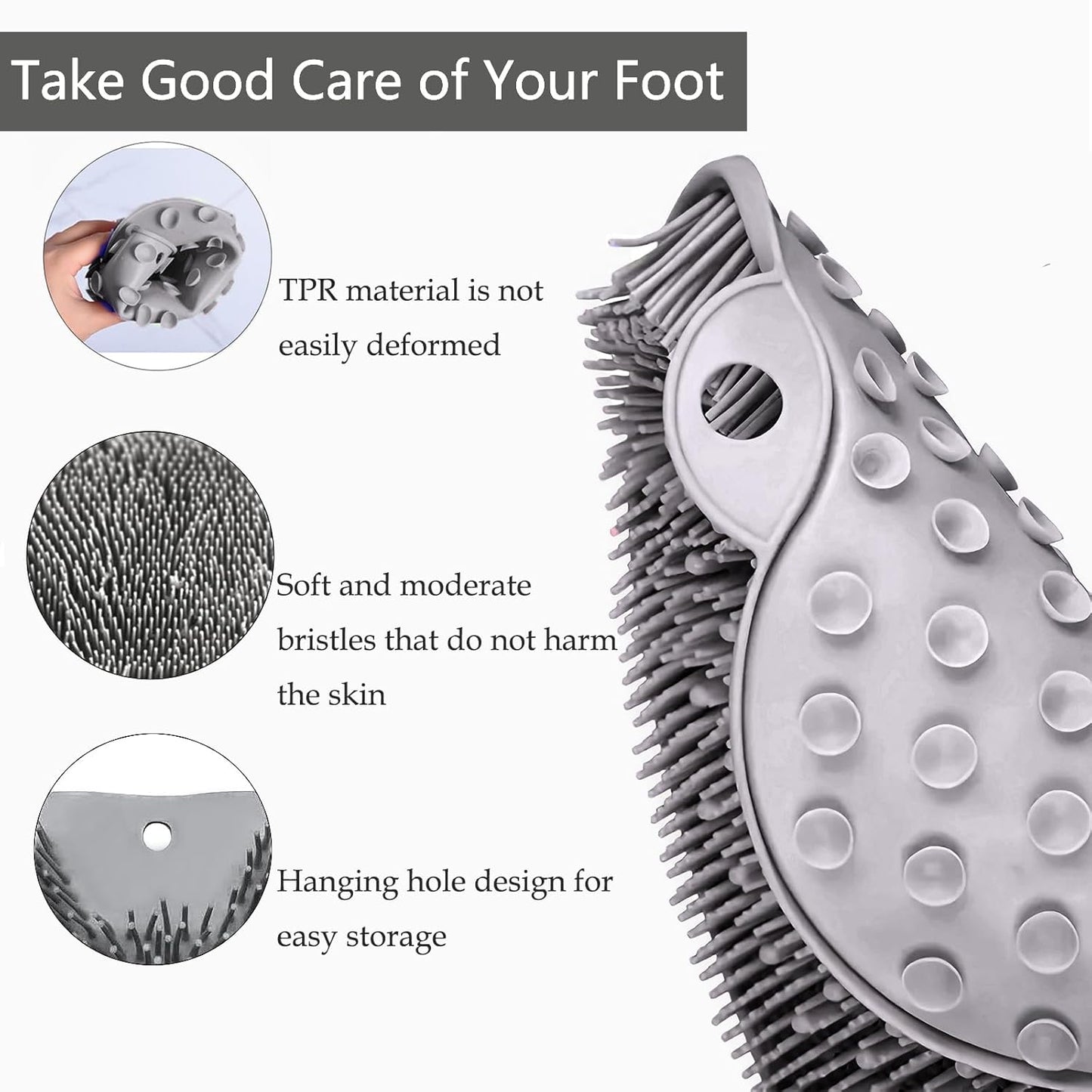Back & Feet Cleaning Mat,Silicone Shower Foot Scrubber Pad,Shower Massage Soft Bristles Exfoliating Scrubber 🦶