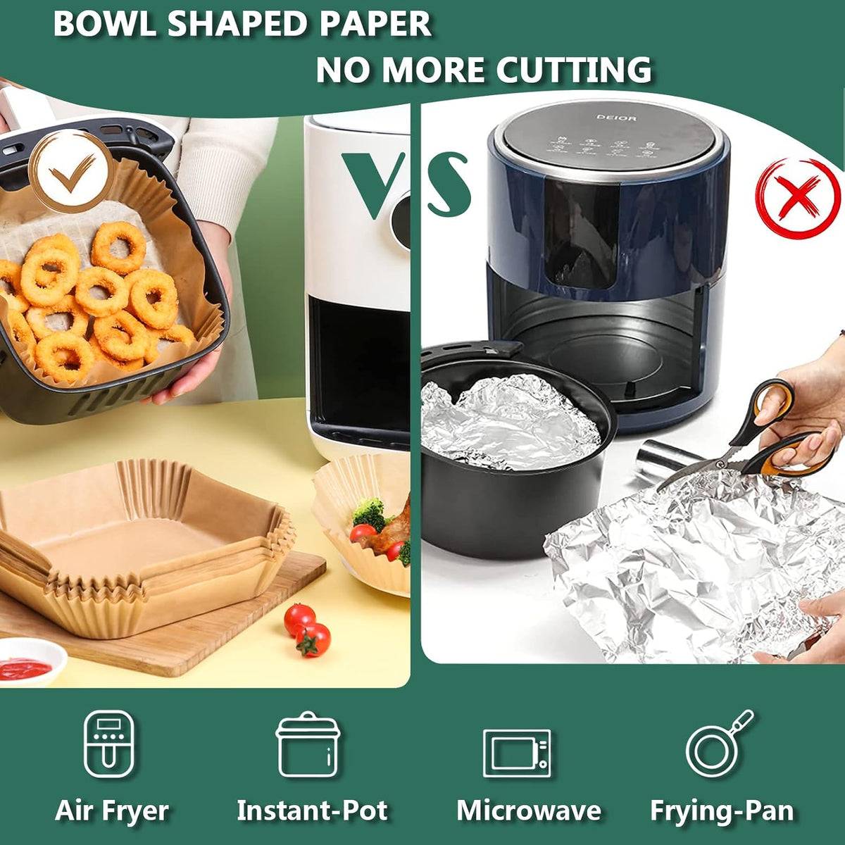 100Pcs Parchment Paper,Air Fryer Paper Liners, Air Fryer Liners Disposable for Microwave 📜