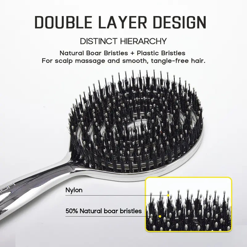 Anti-Static Hollow Round Bristle Brush - Massaging Design for Enhanced Volume 💆