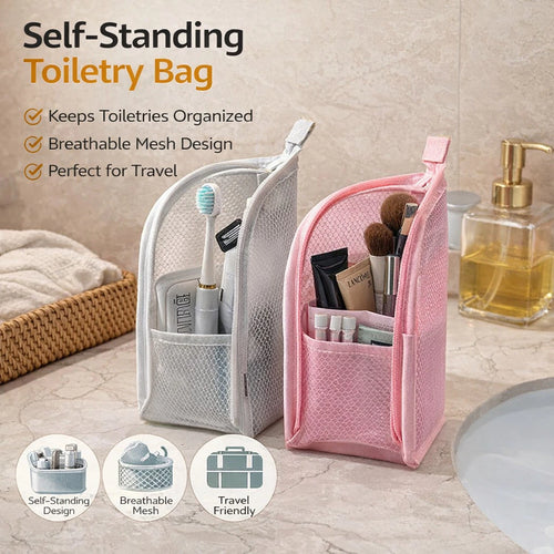 Standing Toiletry Bag, Waterproof Foldable Travel Makeup Organizer 🧳