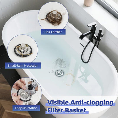 Hibbent 3-in-1 Pop-up Sink Stopper - 1 Pack Chrome, Visible Top Hair Catcher🚿