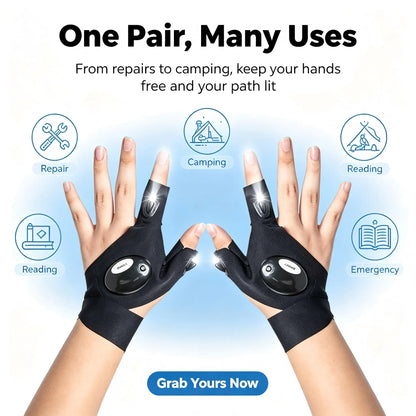 LED Finger Flashlight Gloves, Hands-Free LED Light Gloves for Fishing 🎣