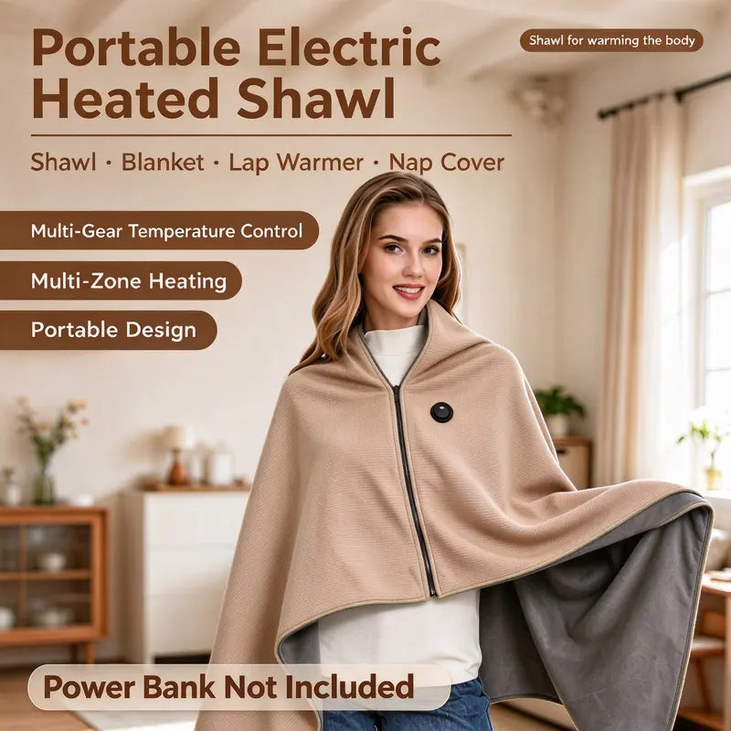 Wearable Heated Shawl Wrap with Zipper 🔥