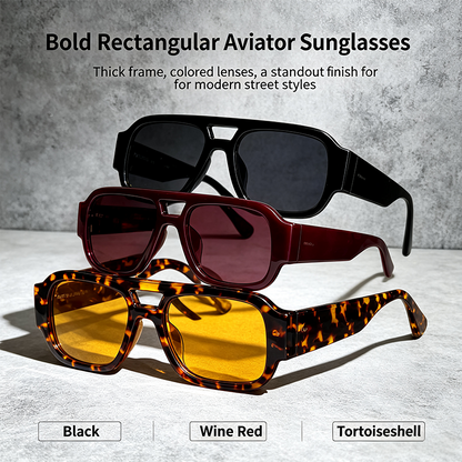 Stylish Aviator Sunglasses for Men and Women, Trendy Rectangle, Fashionable Design🕶️