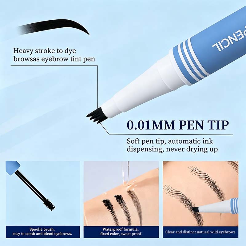 2-in-1 Waterproof Micro-Fork Eyebrow Pen-Tinted Gel Cosmetic🖌️