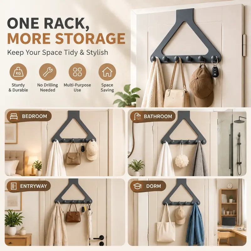 2 Packs Over-the-Door Triangle Hanging Organizer - No-Drill Slide Installation 🪝