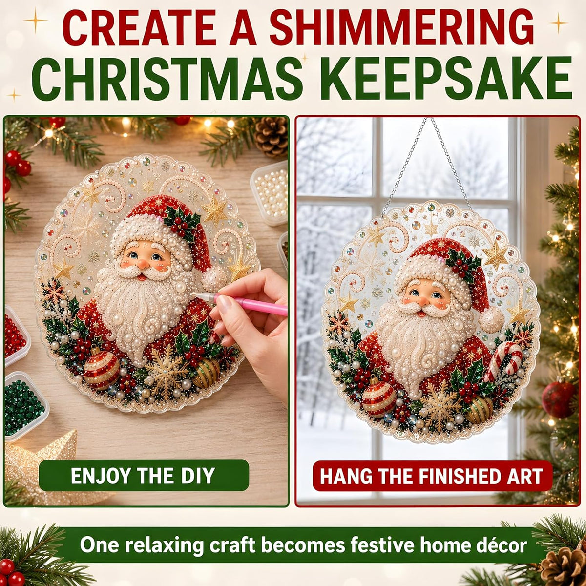 Christmas Pearl Diamond Painting Suncatcher Craft Kit 🎄