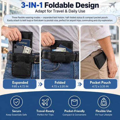 Anti‑Theft Passport Pouch, Multifunctional Phone and ID Waist Pouch🎒