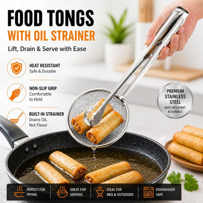 2‑in‑1 Oil‑Frying Filter Clip, Kitchen Food Strainer Tongs for Fried Food 🍳
