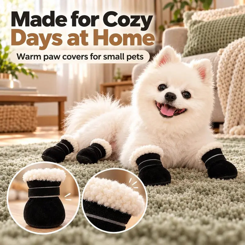 Soft Velvet Puppy Booties, Warm Non-Slip Paw Covers for Small Dogs 🐾