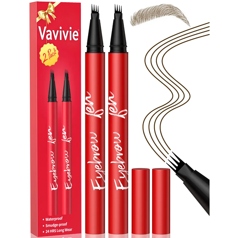2-Pack Eyebrow Pens – Best Value Brow Pen Set, 4-Tip Natural Hair-Like Strokes, All-Day Wear🖌️
