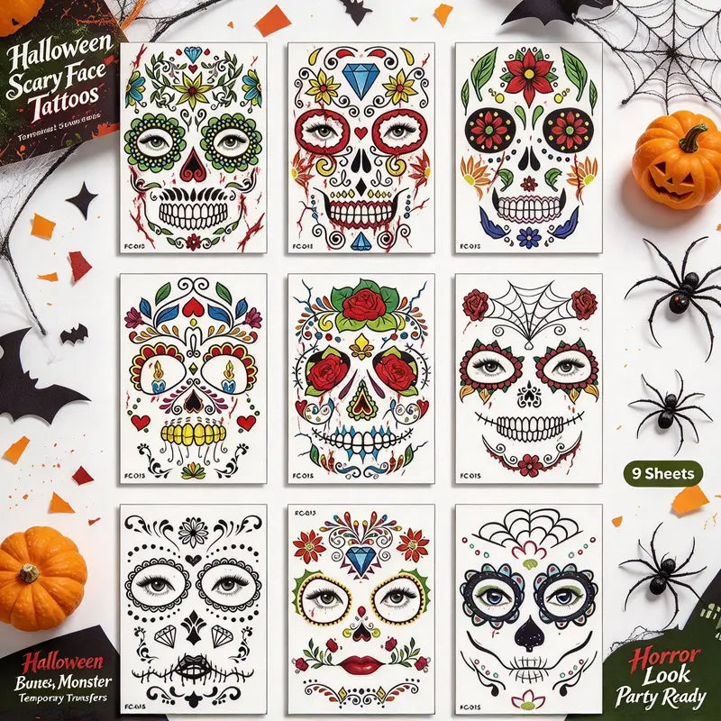 Dia De Los Muertos Temporary Face Tattoos 💀