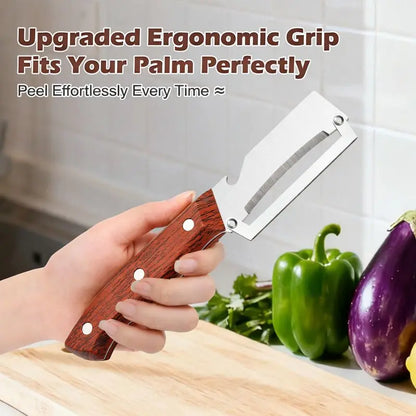 Wooden-Handled Stainless Steel Sharp Peeler