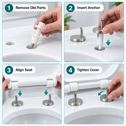 2 Counts Universal Toilet Seat Expansion Screw Bolts, Thickened Stainless Steel 🔩