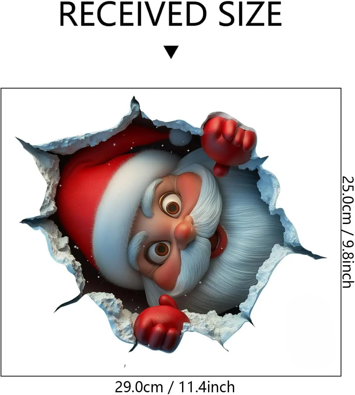 3PCS Festive Decor Santa Face Vinyl Stickers - Smooth 3D Illusion Figure Shape Peel-Off Pack 🎅