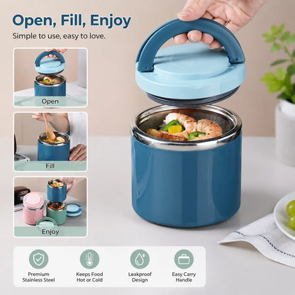 Stainless Steel Bento Style Boxed Lunch Box with Handle🍱