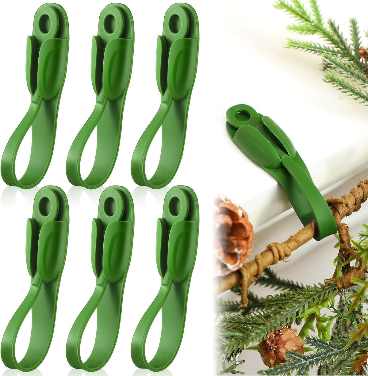 6Pcs Reusable Silicone Adhesive Christmas Garland Hooks 🎄