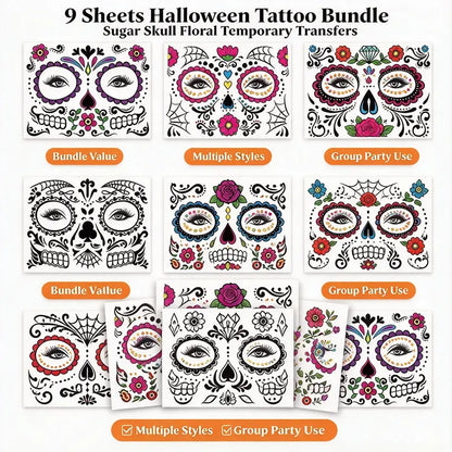 Dia De Los Muertos Temporary Face Tattoos 💀