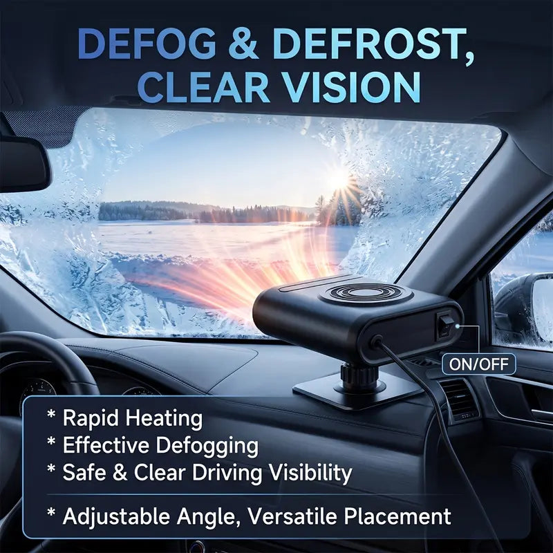 12V Portable Car Heater - 12v Power, Adjustable Defogging Windshield Demister 🚗
