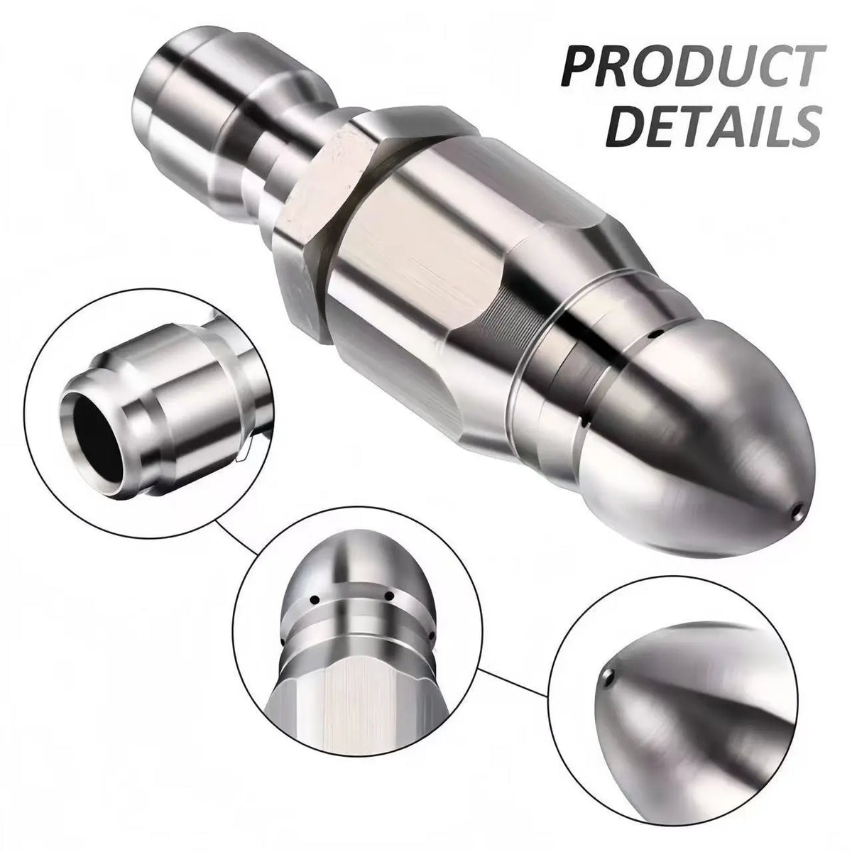 Washer Sewer Jetter Nozzle with Stainless Steel, Mini Compact Durable Sewer Jet Nozzle🚰