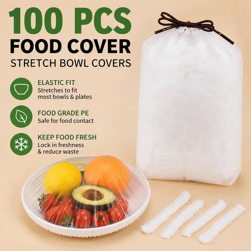 100PCS Disposable Stretch Food Covers for Bowls & Plates, Elastic Bowl Covers🥗