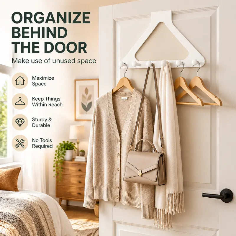 2 Packs Over-the-Door Triangle Hanging Organizer - No-Drill Slide Installation 🪝