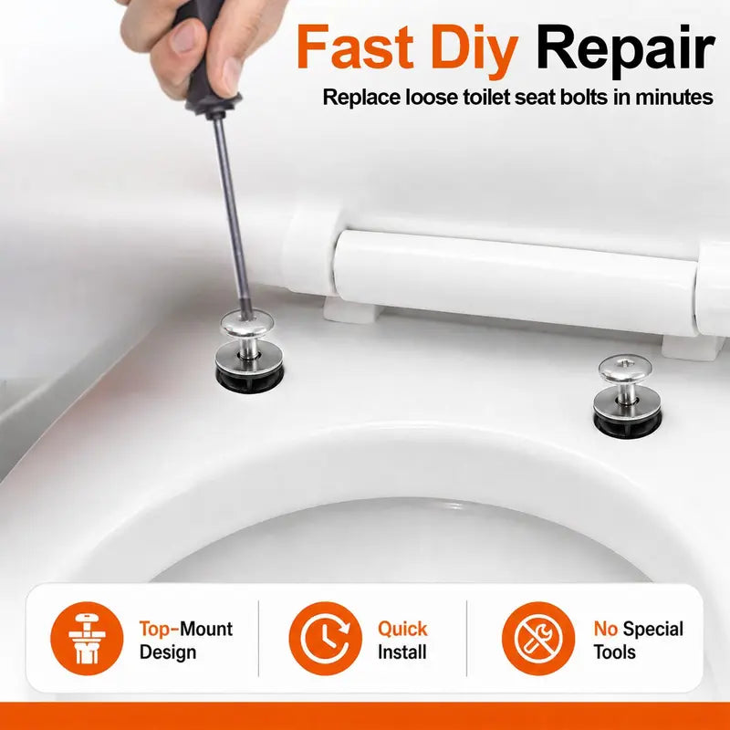 2PCS Universal Toilet Seat Bolt Kit Screws, Quick Release Easy Install Toilet Seat Replacement Parts 🚽