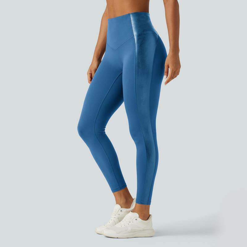 High Waisted Stretchy PU Tummy Control Yoga Leggings with Pocket 🧘