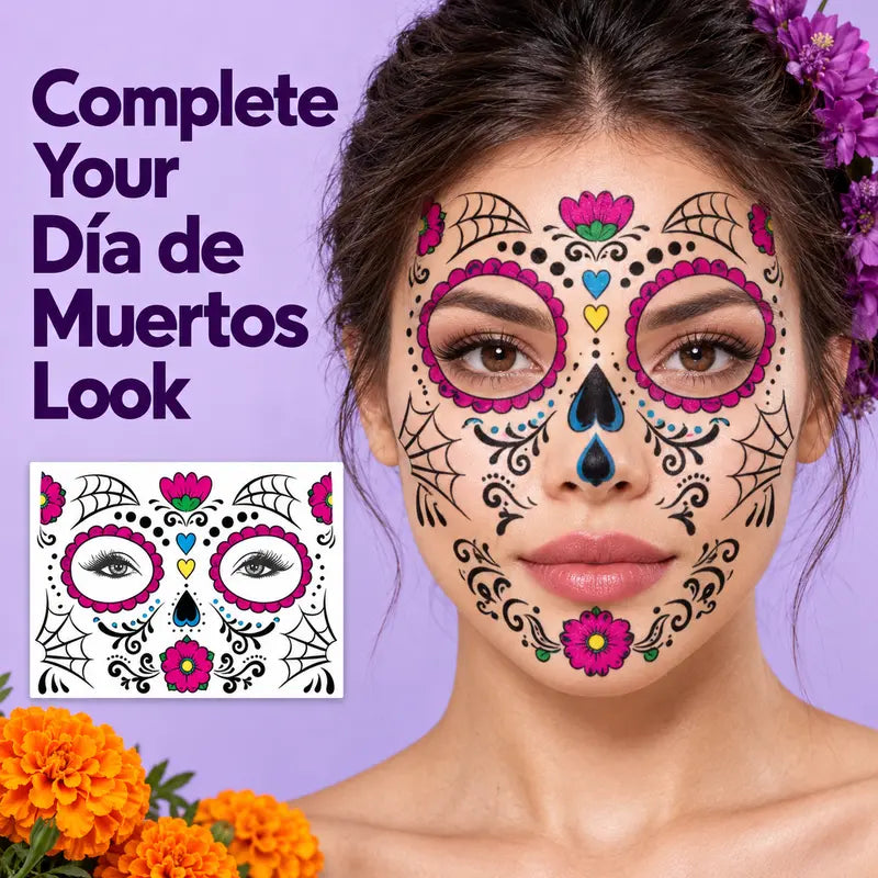 Dia De Los Muertos Temporary Face Tattoos 💀