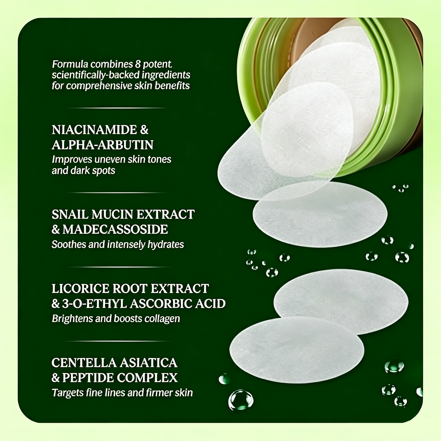 Korean Toning Polish Pads 100CT – Anti-Aging for Dark Spots & Wrinkles🧴