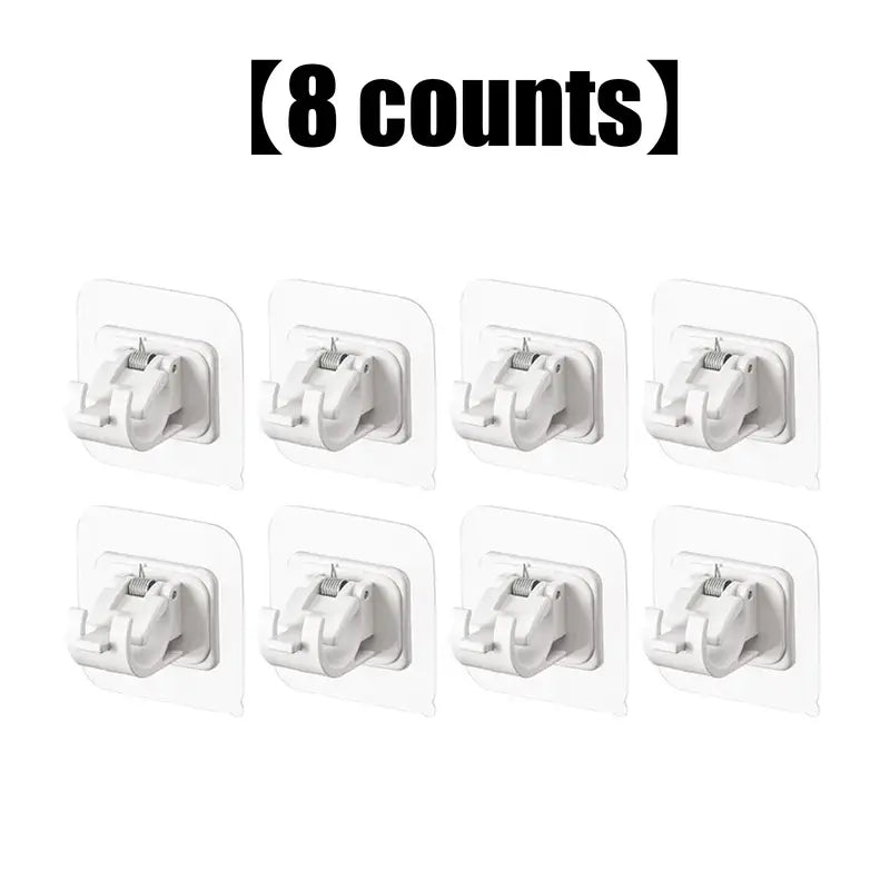 8 Pack Clear Curtain Rod Brackets with Clips, Invisible Transparent Drapery Hook Holders
