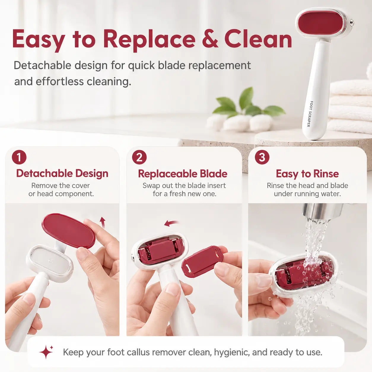 Dual‑Sided Foot Callus Remover, Replaceable Stainless Steel Blade Foot Scraper 🦶