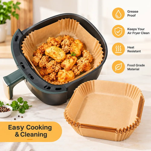 100Pcs Parchment Paper,Air Fryer Paper Liners, Air Fryer Liners Disposable for Microwave 📜