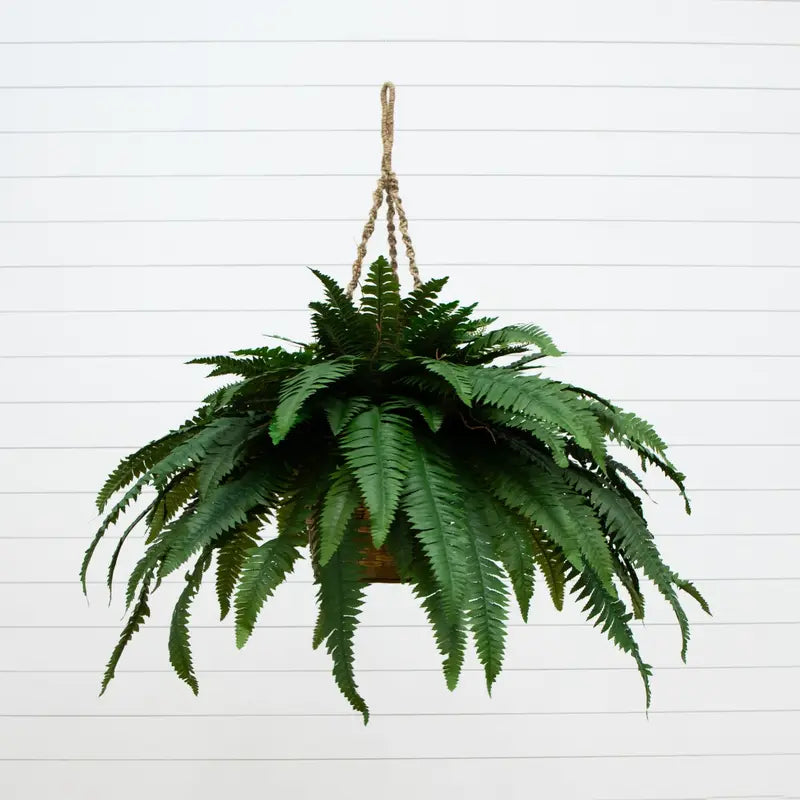 Faux Hanging Boston Fern 🌿, No Watering Artificial Foliage, Easy Decor For Patio