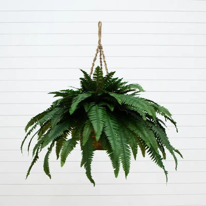 Faux Hanging Boston Fern 🌿, No Watering Artificial Foliage, Easy Decor For Patio