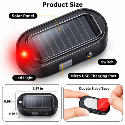 2PCS Solar Powered Fake Car Alarm Light, Auto Light Sensor LED Simulated Security Warning Flashing Light🚨