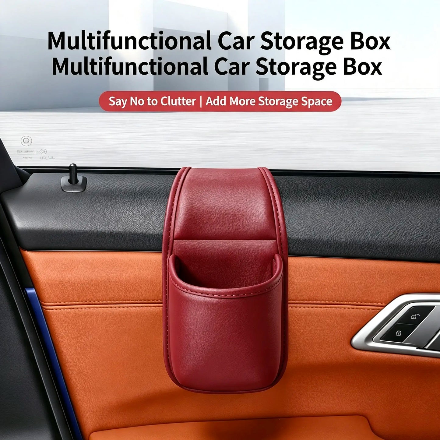 Leather Car Door Storage Pocket - Double‑Layer Compartments🚘