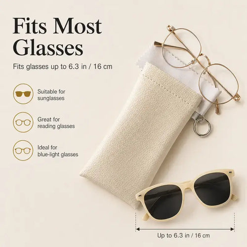 Soft PU Leather Sunglasses Pouch Elastic Opening Eyeglasses Bag 🕶️