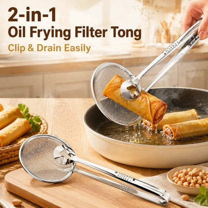 2‑in‑1 Oil‑Frying Filter Clip, Kitchen Food Strainer Tongs for Fried Food 🍳