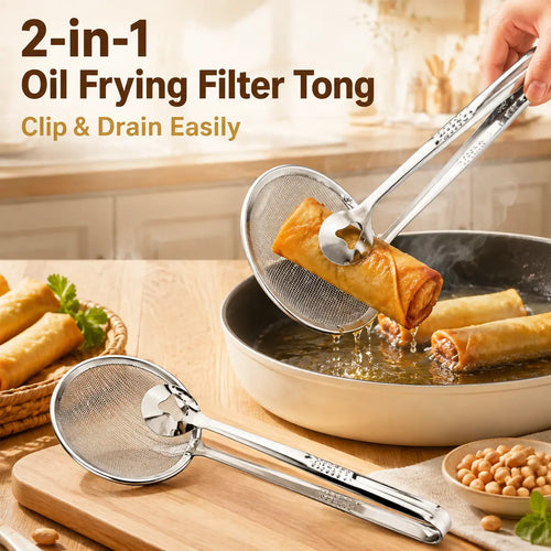 2‑in‑1 Oil‑Frying Filter Clip, Kitchen Food Strainer Tongs for Fried Food 🍳