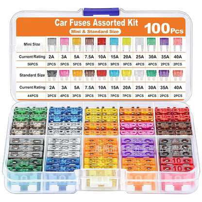 Car Fuse Assortment Kit, Mini Blade Fuses Automotive + Standard Auto Fuses + Puller🔩🚙