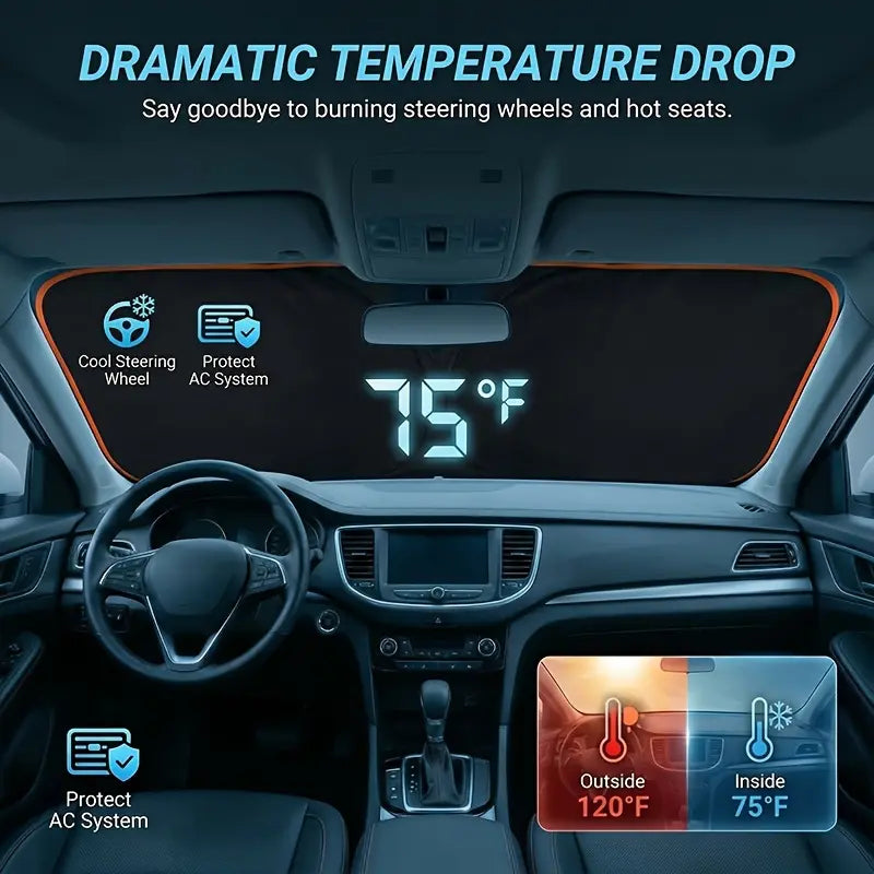 2026 New Portable Heat-Insulating Vehicle Sunshade, Upgraded Thickened Front Window Sun Shade☀️