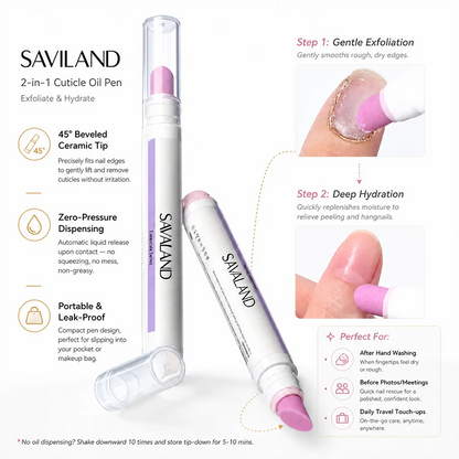 2PCS 2‑In‑1 Cuticle Remover Pen, Ceramic 45° Tip With Lemon Oil 💅