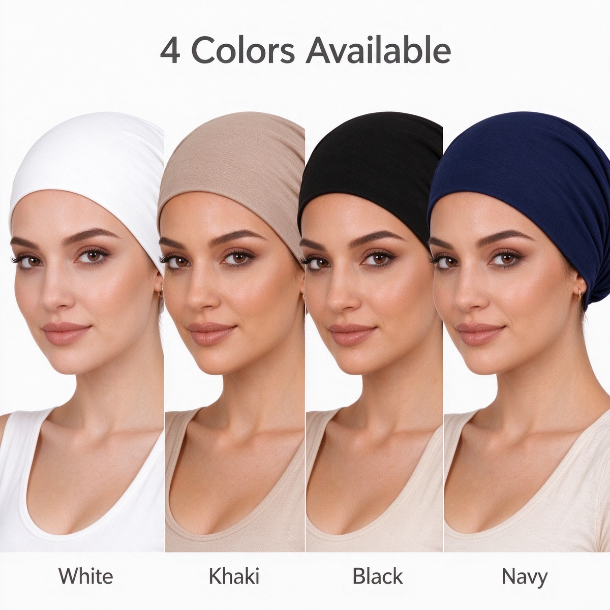 Humwam 3-Pack Women's Solid Jersey Hijab Flat Top Cap 🧕