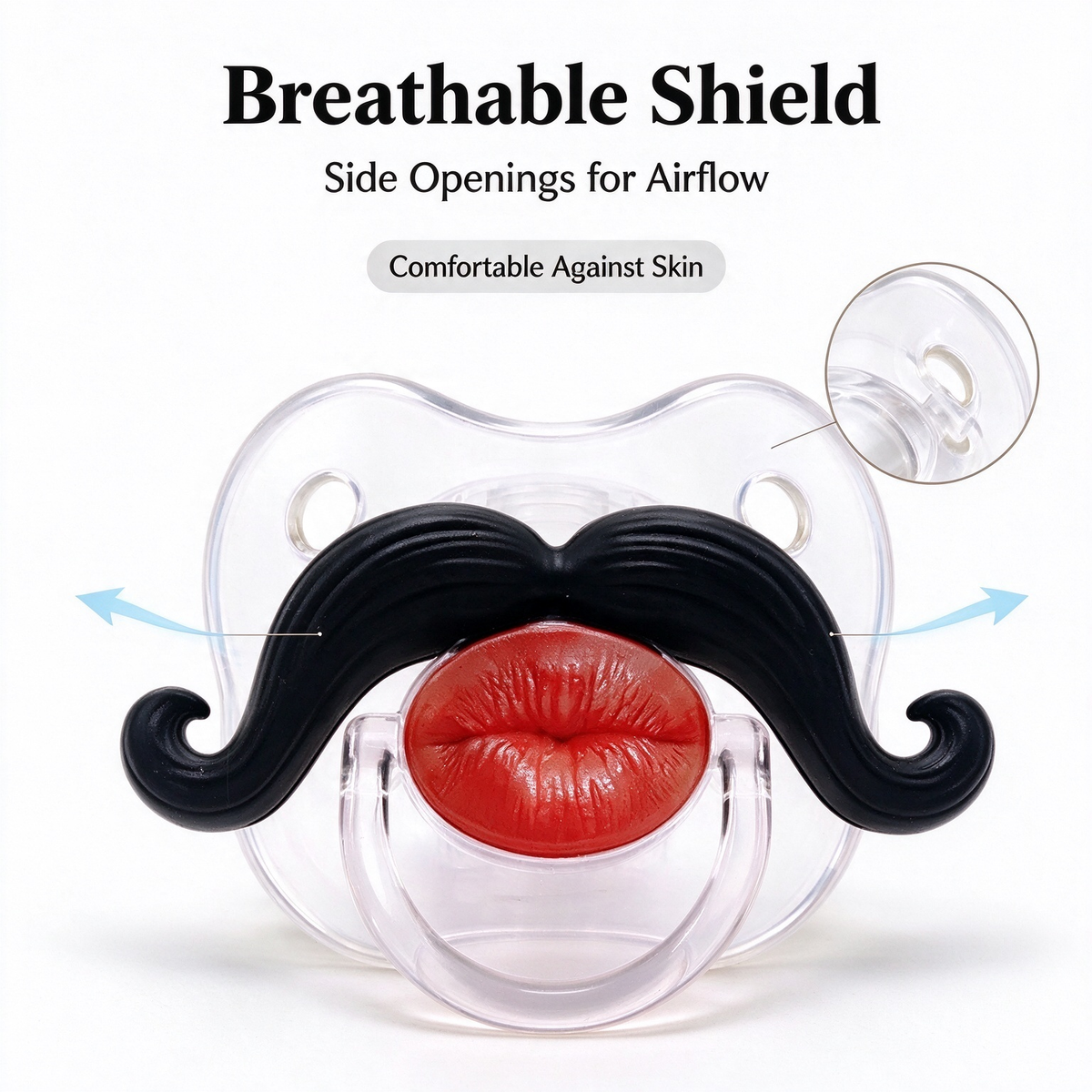 💋 Kissable Mustache Pacifier – Funny Lips & Mustache Novelty Design👶