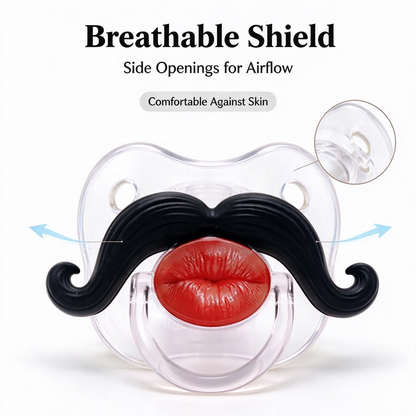 💋 Kissable Mustache Pacifier – Funny Lips & Mustache Novelty Design👶